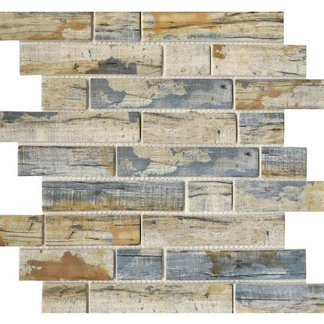 Bark Bay Linear Glass Mosaic Tile 12x12 Sheet