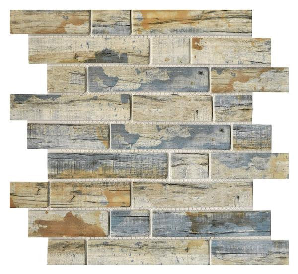 Bark Bay Linear Glass Mosaic Tile 12x12 Sheet