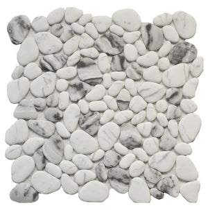 Carrara Grey Glass Pebble Mix Mosaic 12x12 Sheet