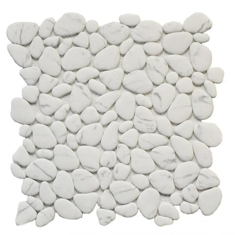 Carrara Glass Pebble 12x12 Mosaic Tile