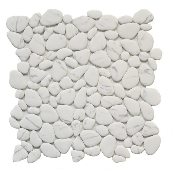 Carrara Glass Pebble 12x12 Mosaic Tile