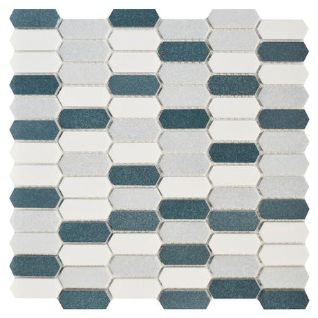 Blue Blend Picket Glass Mosaic Tile 11x11 Sheet