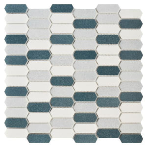 Blue Blend Picket Glass Mosaic Tile 11x11 Sheet