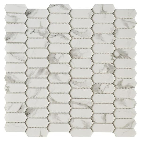 Carrara Picket 11x11 Glass Mosaic Tile