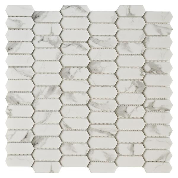 Carrara Picket 11x11 Glass Mosaic Tile 1