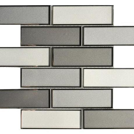 Grey Blend 2x6 Mirror Glass Mosaic Tile 12x12 Sheet