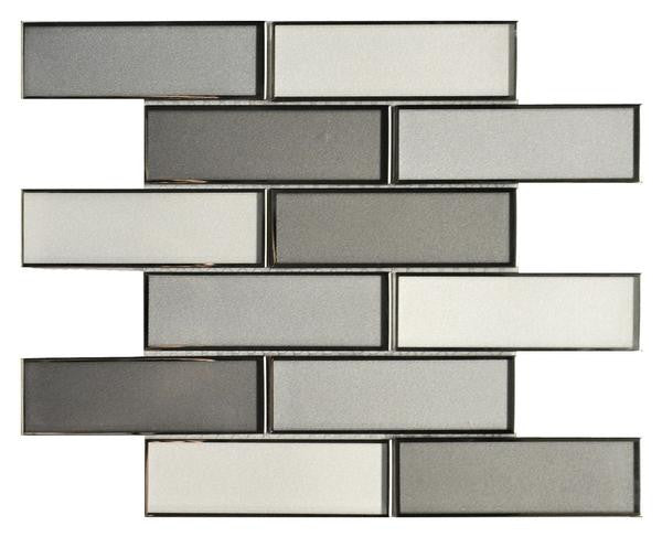 Grey Blend 2x6 Mirror Glass Mosaic Tile 12x12 Sheet