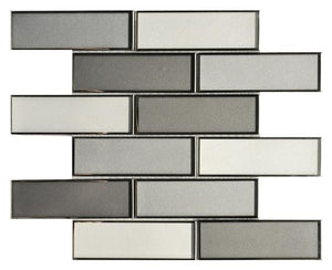 Grey Blend 2x6 Mirror Glass Mosaic Tile 12x12 Sheet