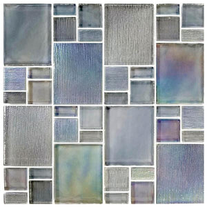 Avalon Gray Puzzle Glass Mosaic Tile 12x12 Sheet