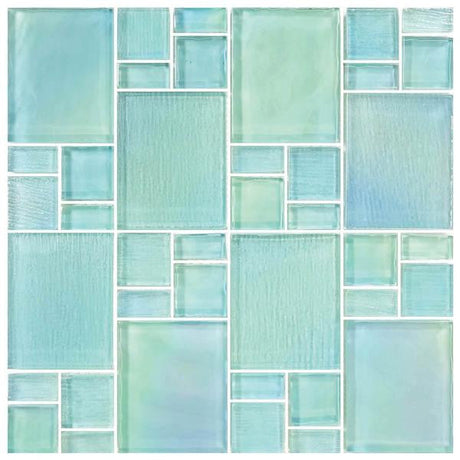 Avalon Seafoam Puzzle Glass Mosaic Tile 12x12 Sheet