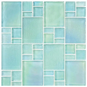 Avalon Seafoam Puzzle Glass Mosaic Tile 12x12 Sheet