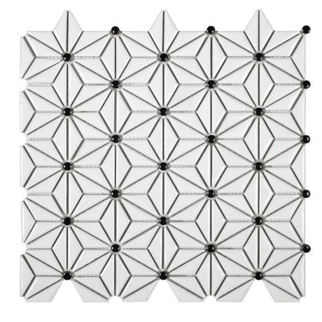 Tokyo White Ceramic Mosaic Tile 12x12 Sheet