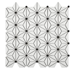 Tokyo White Ceramic Mosaic Tile 12x12 Sheet