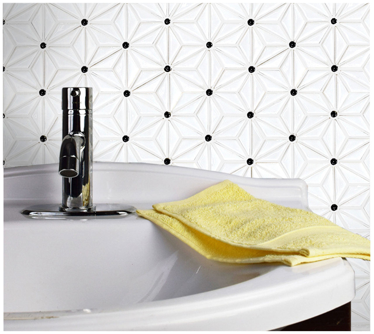 Tokyo White Ceramic Mosaic Tile 12x12 Sheet | BuildDirect