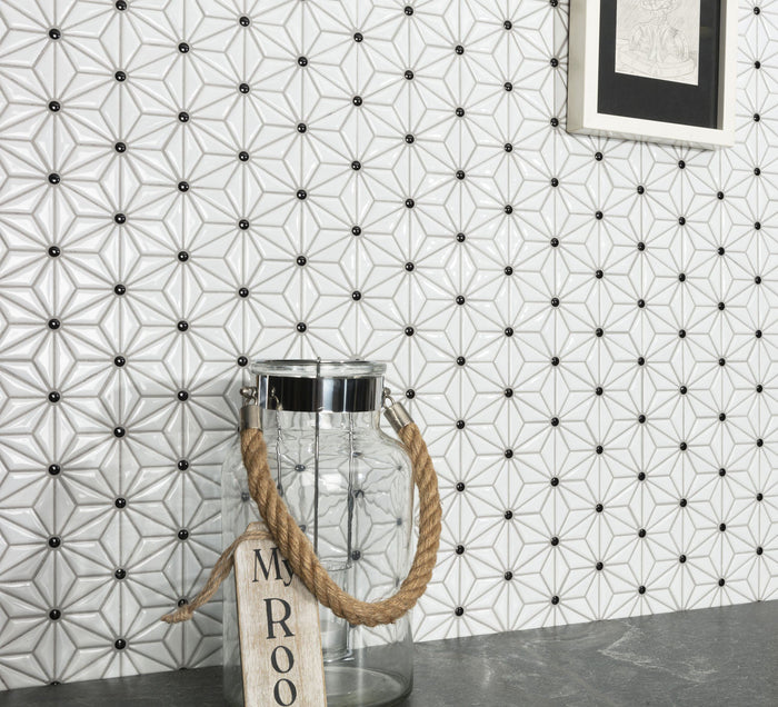 Tokyo White Ceramic Mosaic Tile 12x12 Sheet 3
