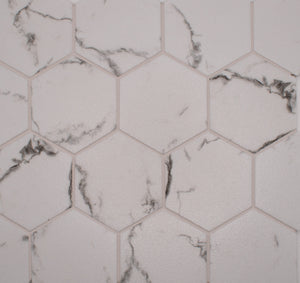 Carrara 3" Hex Glass Mosaic Tile 10x12 Sheet