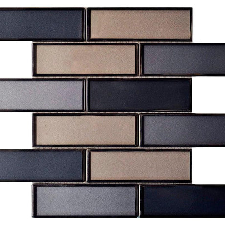 Blue Blend 2x6 Mirror Glass Mosaic Tile 12x12 Sheet