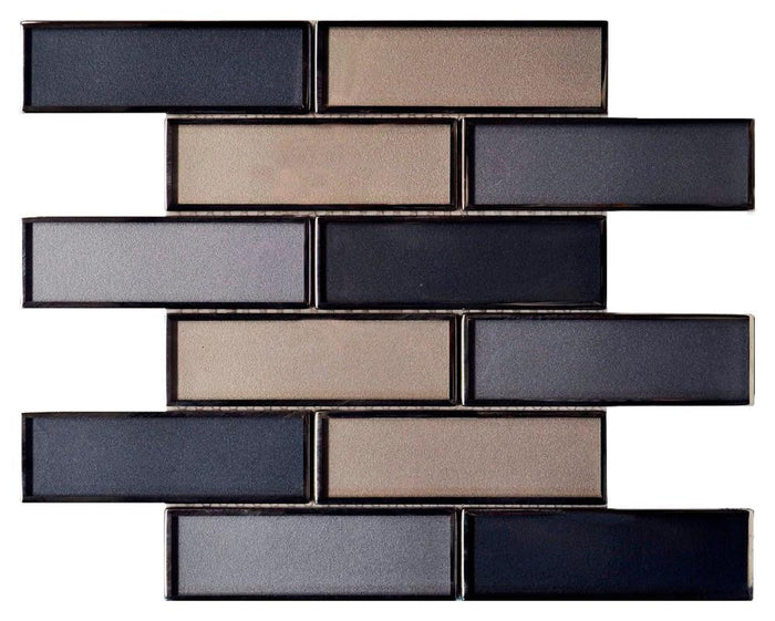 Blue Blend 2x6 Mirror Glass Mosaic Tile 12x12 Sheet 1