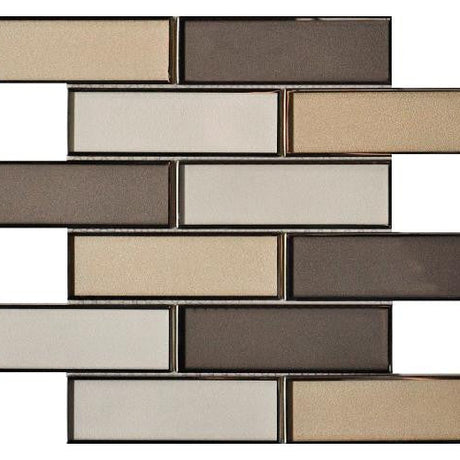 Cream Blend 2x6 Mirror Glass Mosaic Tile 12x12 Sheet