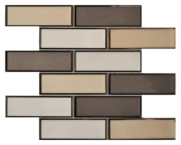 Cream Blend 2x6 Mirror Glass Mosaic Tile 12x12 Sheet