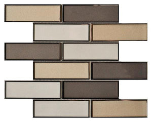 Cream Blend 2x6 Mirror Glass Mosaic Tile 12x12 Sheet