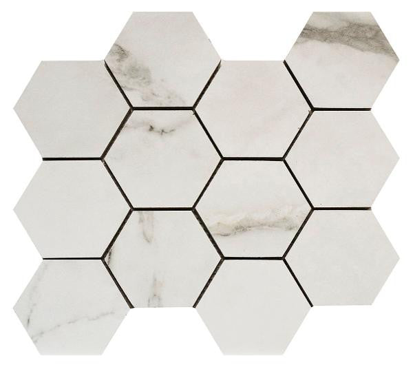 Canova Arabescata 3" Hex Matte Porcelain Mosaic Tile 14x12 Sheet 1