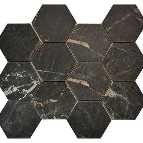 Canova Emperador 3" Hex Matte Porcelain Mosaic Tile 14x12 Sheet