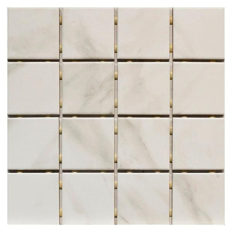 OMD-15595 Carrara 3x3 Ceramic Mosaic Tile 12x12 Sheet