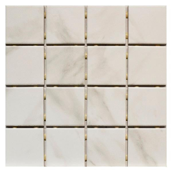 OMD-15595 Carrara 3x3 Ceramic Mosaic Tile 12x12 Sheet