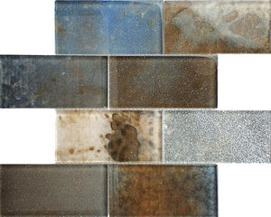 Metallic Oxide 3x6 Glass Mosaic Tile 12x12 Sheet
