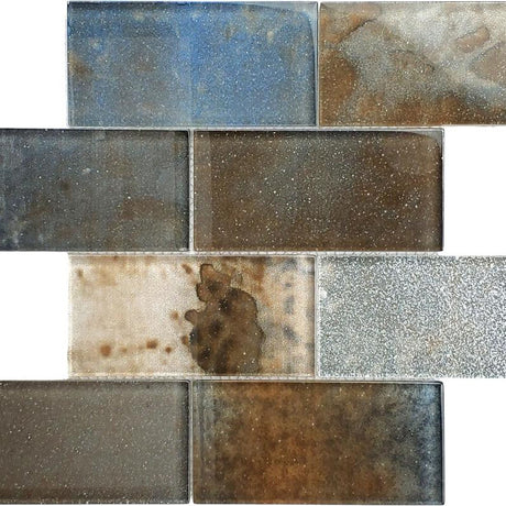 Metallic Oxide 3x6 Glass Mosaic Tile 12x12 Sheet