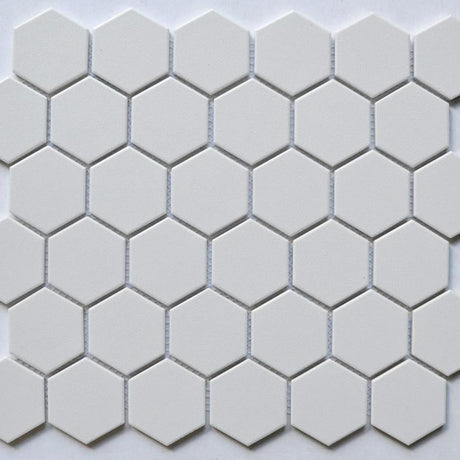 White 2" Hex Porcelain Mosaic Tile 11x13 Sheet