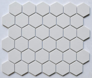 White 2" Hex Porcelain Mosaic Tile 11x13 Sheet