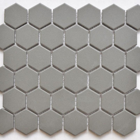 Silver 2" Hex Porcelain Mosaic Tile 11x13 Sheet