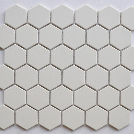 Cream 2" Hex Porcelain Mosaic Tile 11x13 Sheet