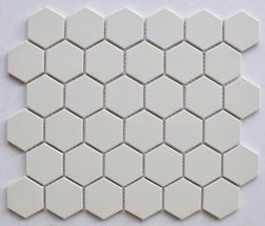 Cream 2" Hex Porcelain Mosaic Tile 11x13 Sheet