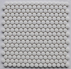 White Penny Round Matte Porcelain Mosaic Tile 12x12 Sheet