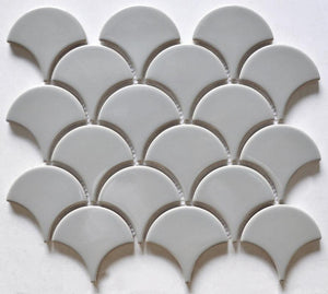 Grey Glossy Scales Porcelain Mosaic Tile 9x10 Sheet