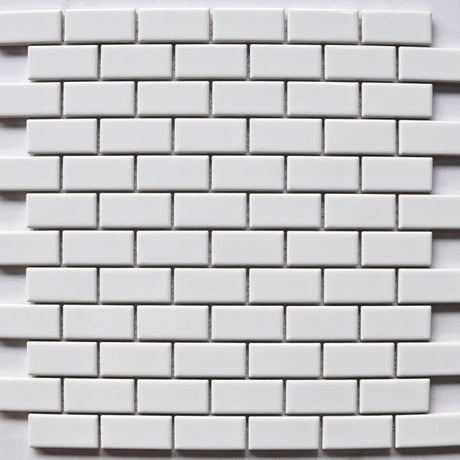 White Glossy 1x2 Porcelain Brick Mosaic Tile 12x12 Sheet