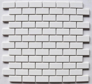 White Glossy 1x2 Porcelain Brick Mosaic Tile 12x12 Sheet