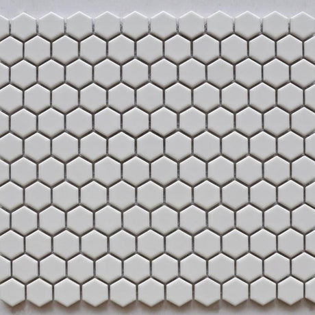 White Glossy 1" Hex Porcelain Mosaic Tile 10x12 Sheet