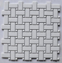 White Glossy Basketweave Porcelain Mosaic Tile 12x12 Sheet