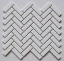 White Glossy Herringbone Porcelain Mosaic Tile 11x11 Sheet