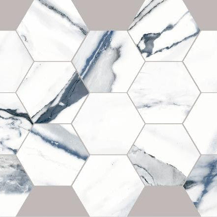 Oikos Blue 3" Hex Porcelain Mosaic Tile 13x9 Sheet