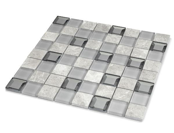 Keops Gris 2x2 Glass Mosaic Tile 12x12 Sheet 1