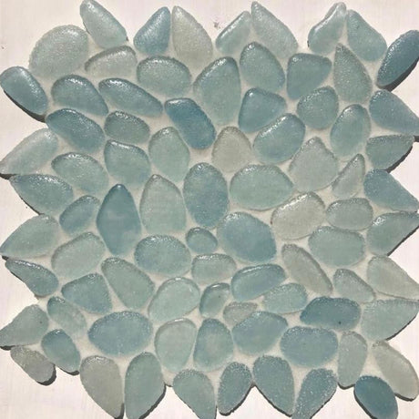 Liquid Rocks Aqua Blue Glass Mosaic Tile 12x12 Sheet