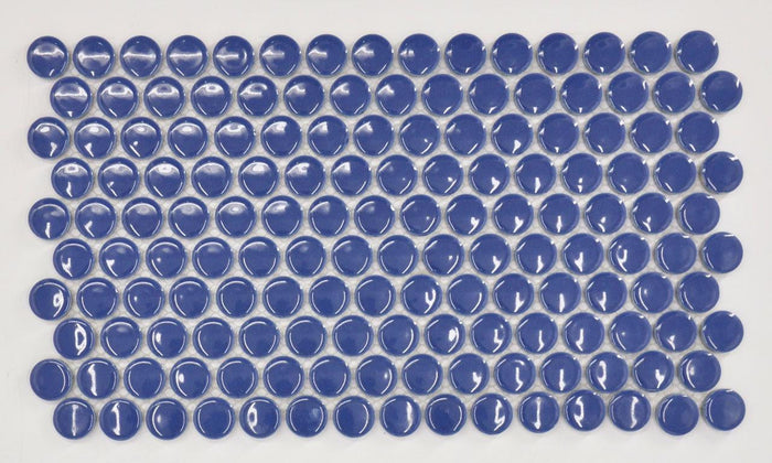 Royal Blue 1" Penny Round Porcelain Mosaic Tile 12x12 Sheet 1