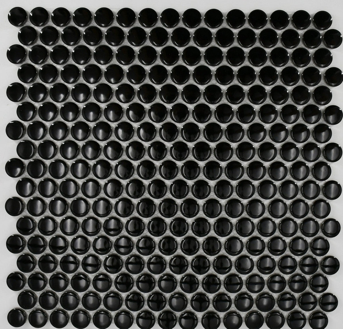 Black Glossy 1" Penny Round Porcelain Mosaic Tile 12x12 Sheet