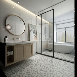 Grey Blend 2" Hex Matte Porcelain Mosaic Tile 10x12 Sheet