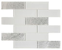 White Metallic 2x6 Glass Mosaic Tile 12x12 Sheet